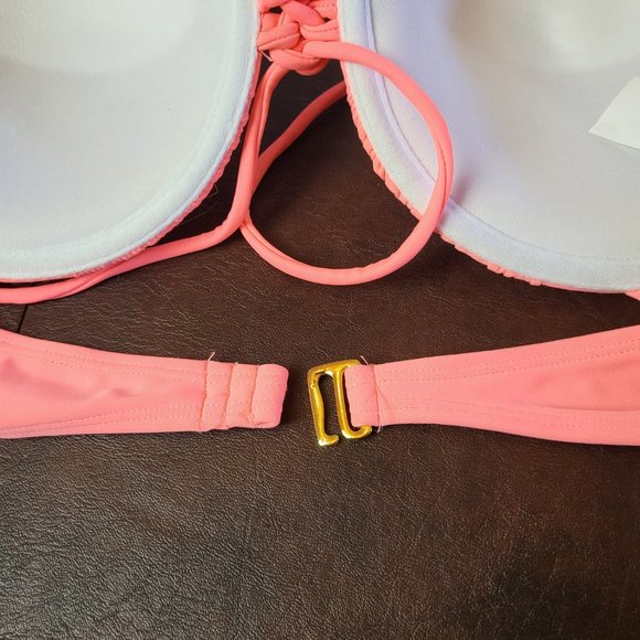 NWT Ninety Six Degrees push up bikini top in flamingo coral pink size XL - Picture 15 of 16